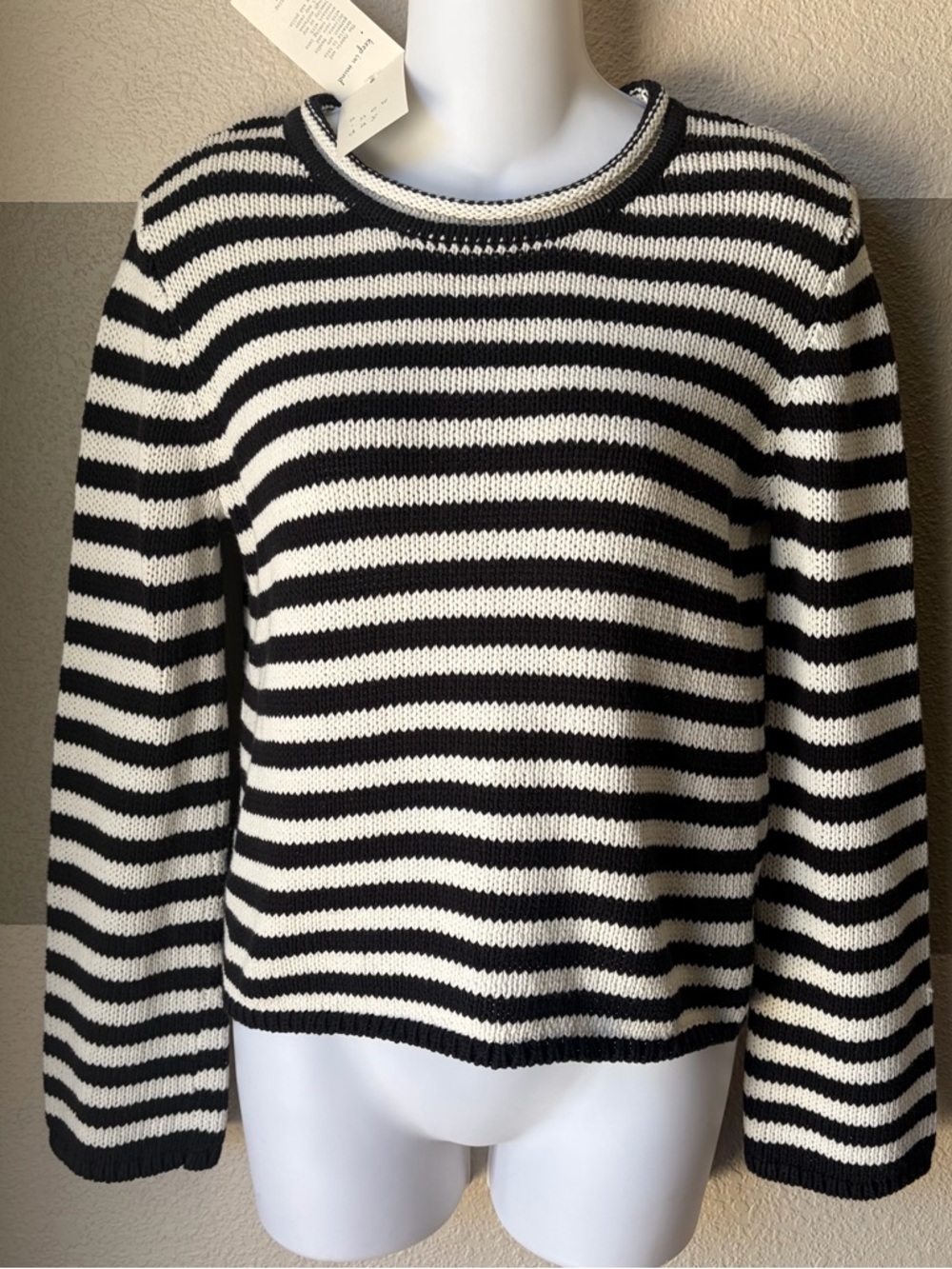 NWT A New Day Women’s XS Shrunken Pullover Jersey Sweater Striped Cotton Ribbed